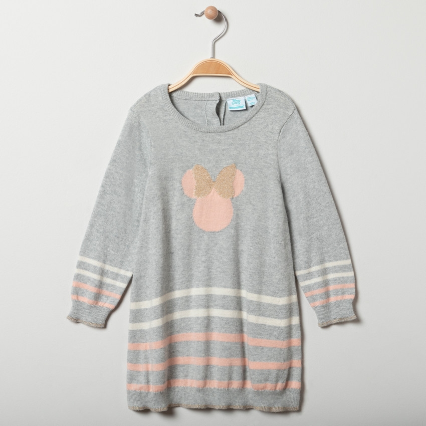 Φόρεμα μακρυμάνικο πλεκτό με σχέδιο Minnie Disney για bebe κορίτσι 