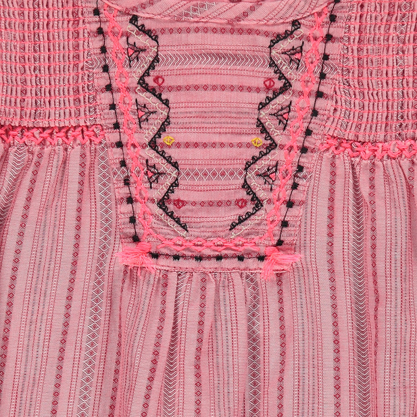 Τουνίκ με μανίκια 3/4 από βουάλ βαμβακερό ύφασμα με κεντήματα στο στήθος 