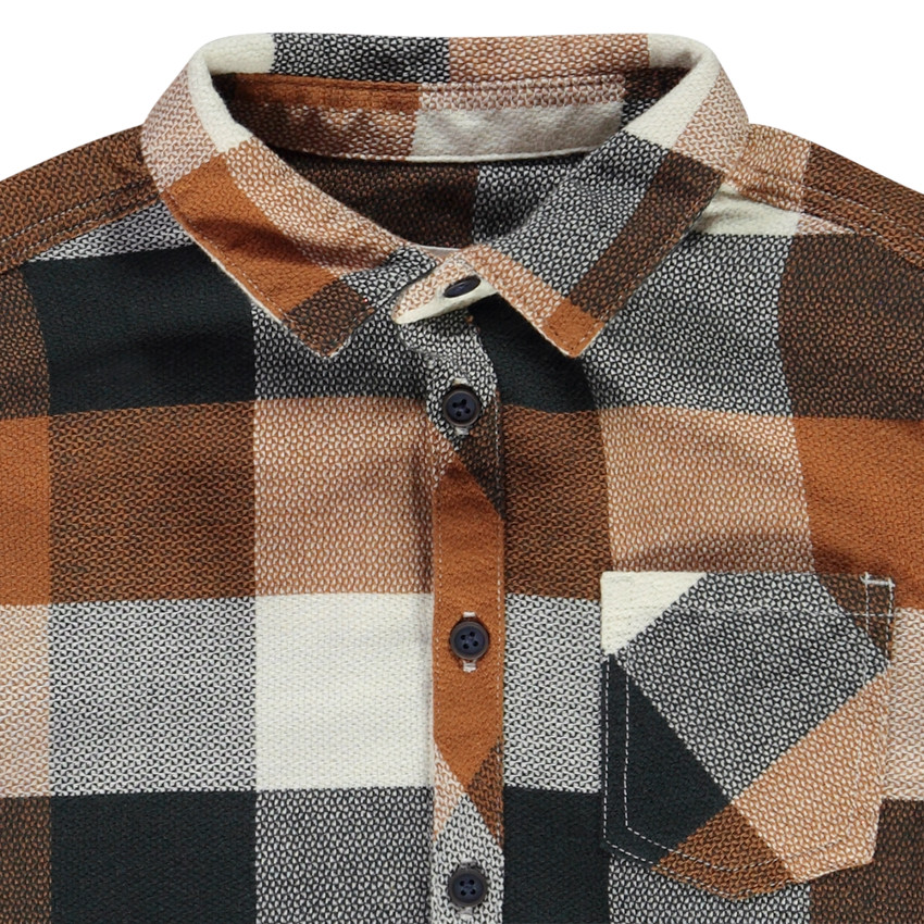 Chemise manches longues à carreaux avec poche pour garçon Main Chemise manches longues à carreaux avec poche pour garçon