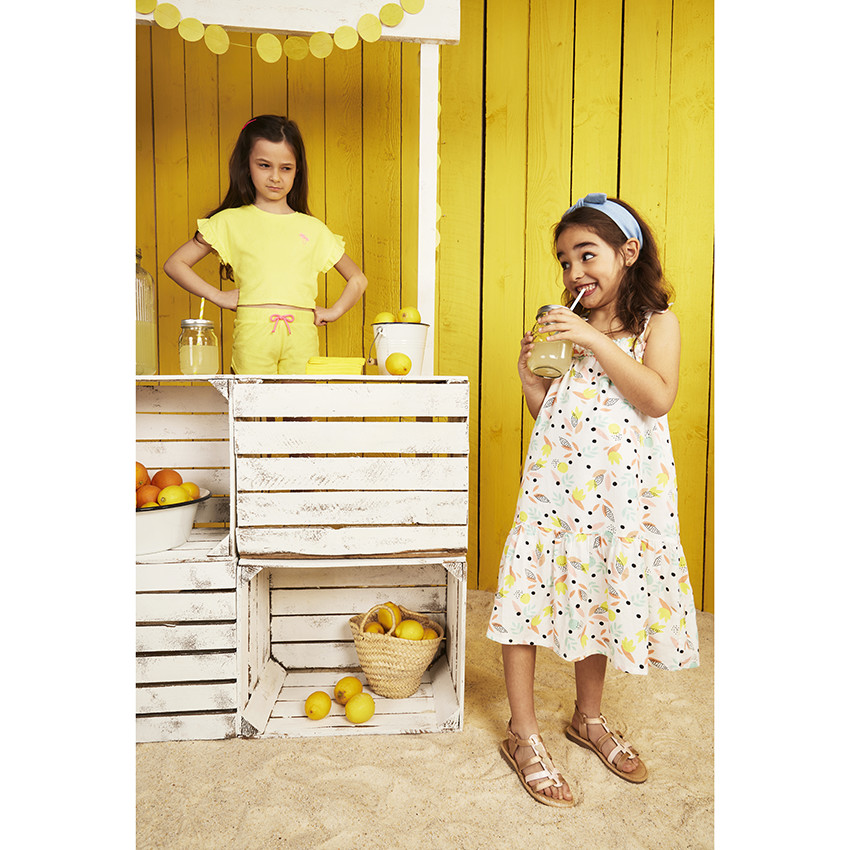 Μακρύ φόρεμα με τιράντες και σχέδιο φύλλα για κορίτσι 