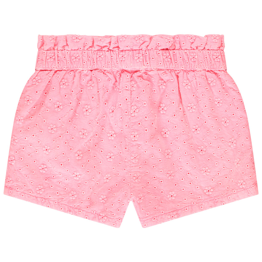 Σορτς μονόχρωμο από δαντέλα με φιόγκο για bebe κορίτσι 