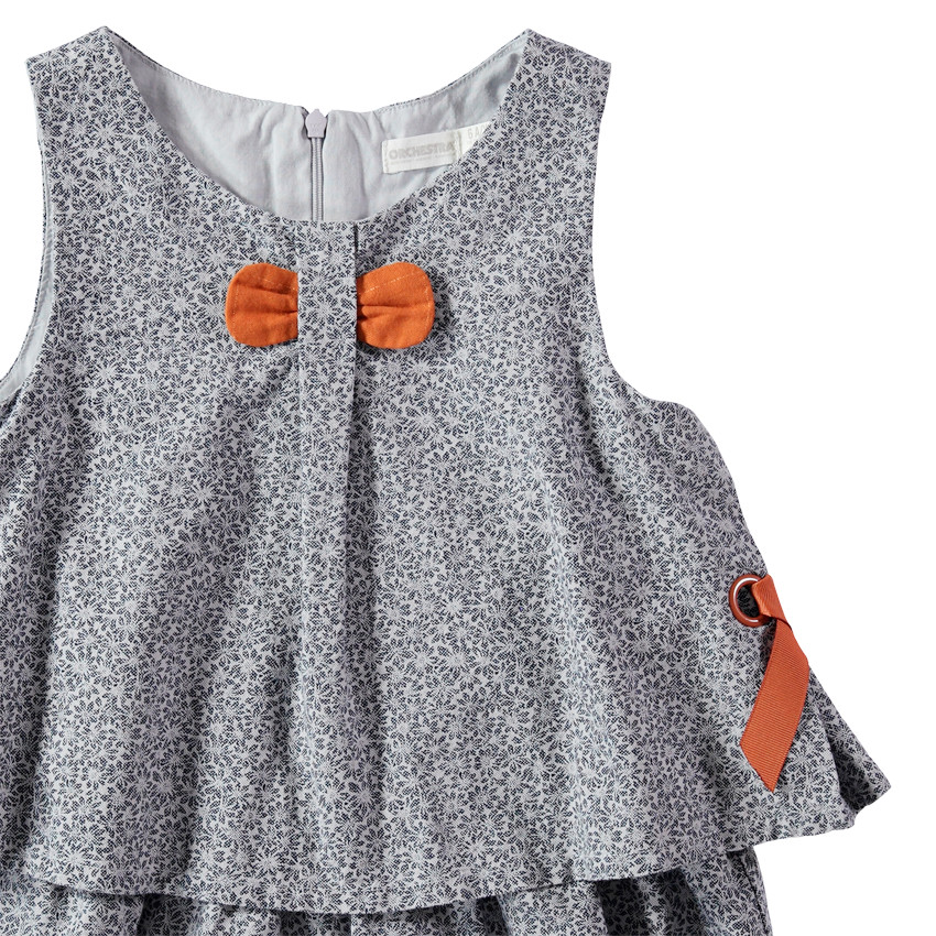 Αμάνικο φόρεμα με μοτίβο λουλούδια και καμηλό φάσες 