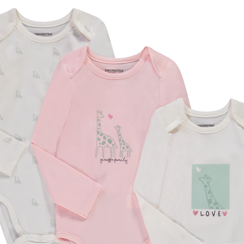 Σετ από 5 bodies μακρυμάνικα για bebe κορίτσι με διαφορετικά ανοίγματα ανάλογα με την ηλικία 