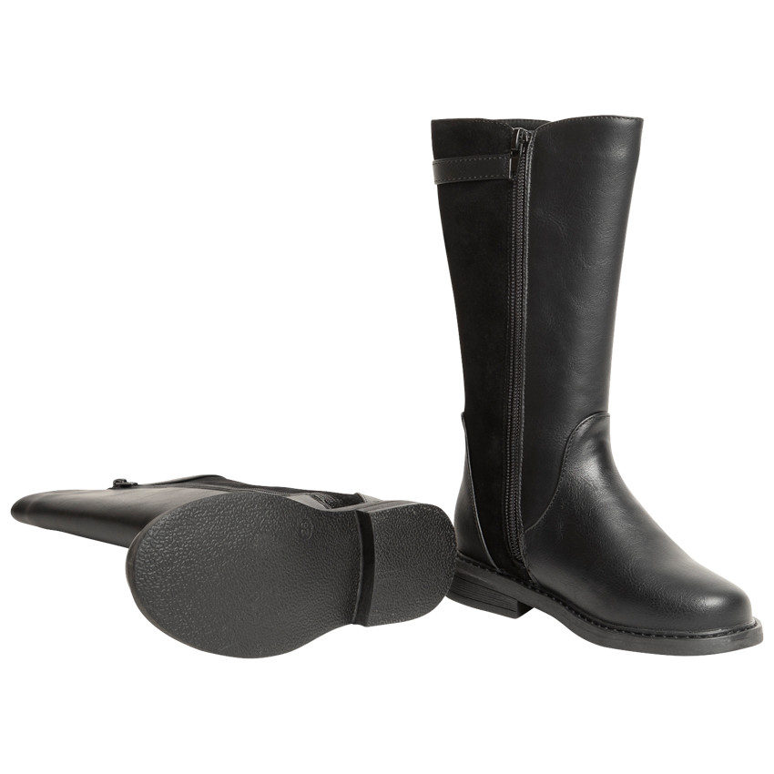 Μαύρες καουμπόικες μπότες για κορίτσι με λουράκι και φανταχτερή αγκράφα 