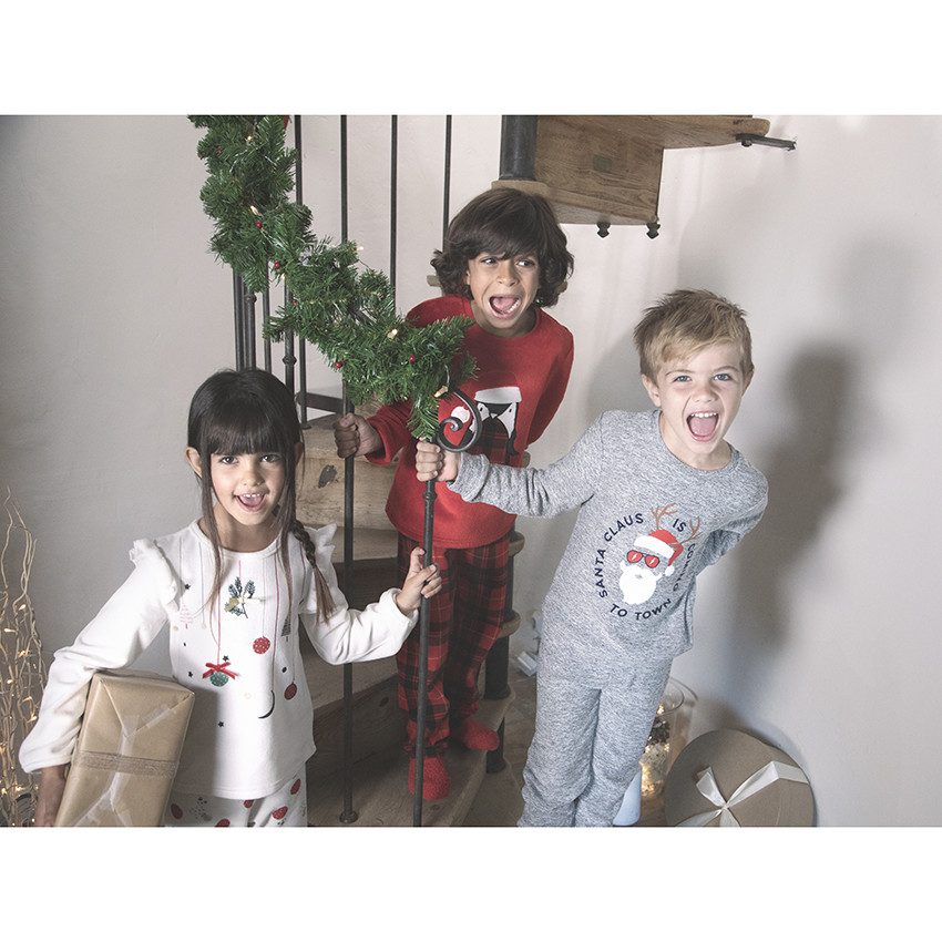 Πιτζάμα πλεκτή chinée σχέδιο Άγιος Βασίλης για αγόρι 