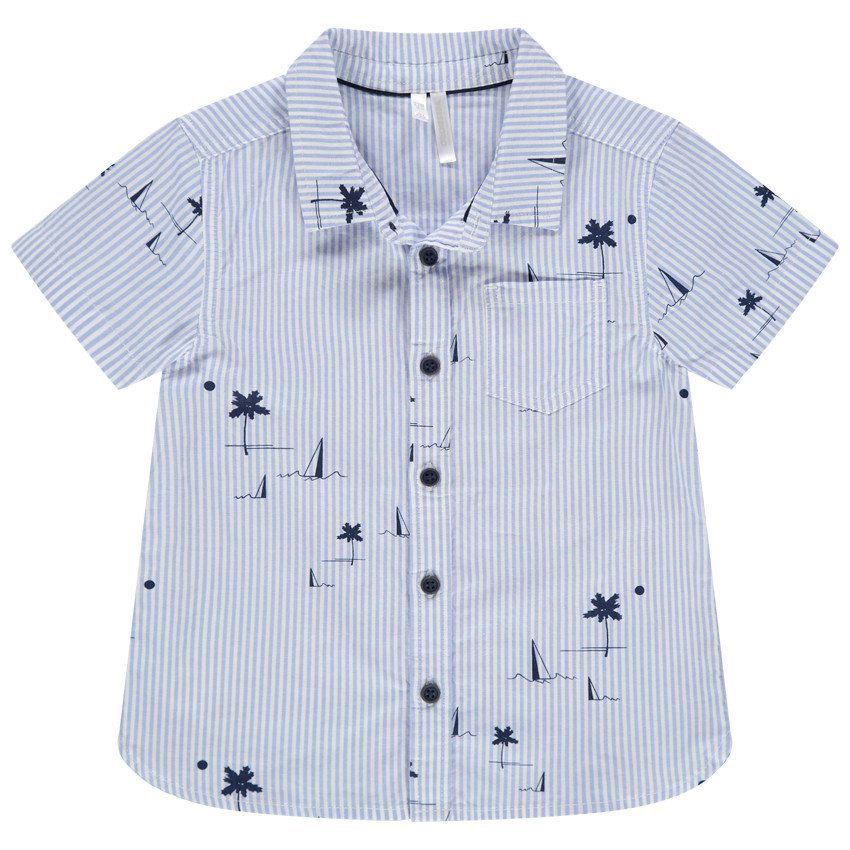 Κοντομάνικο πουκάμισο με ρίγες και τυπωμένα μοτίβα σε όλη την επιφάνεια 