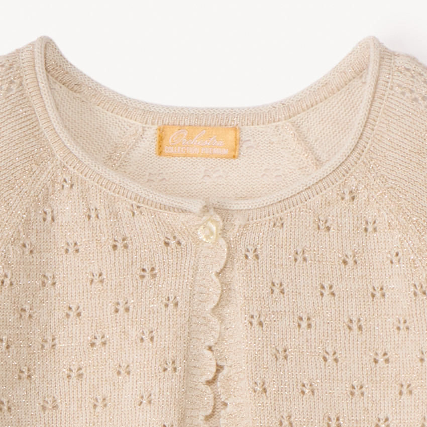 Ζακέτα μπολερό από πλεκτό με σχέδιο αζούρ για κορίτσι 