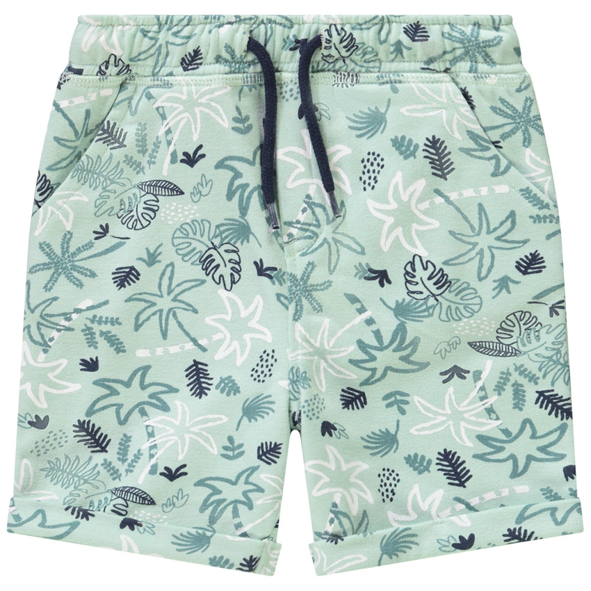 Βερμούδα από molleton με print παλάμες/φύλλωμα για bebe αγόρι 