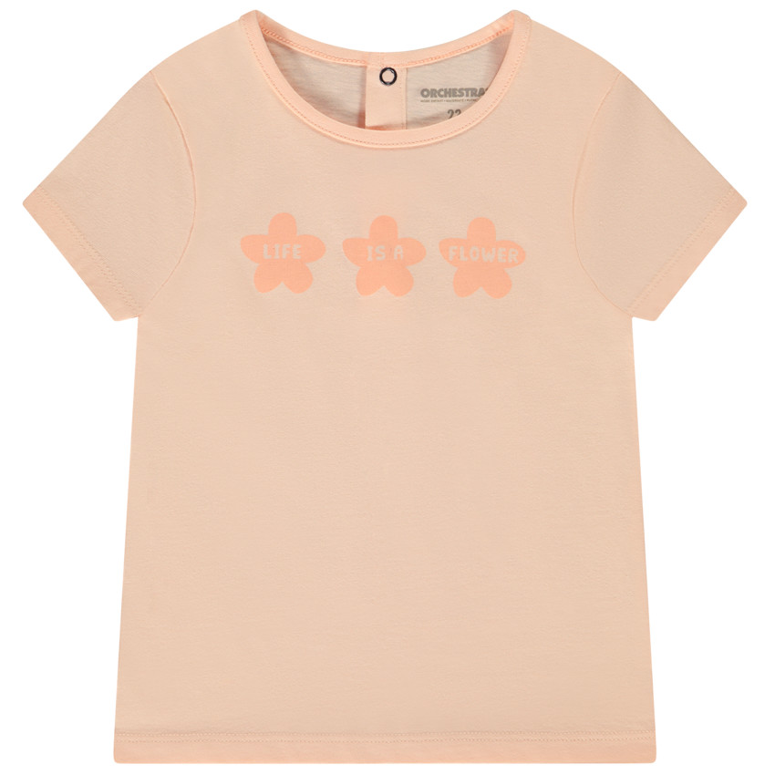 T-shirt κοντομάνικο με λουλούδια για κορίτσι μωρού 