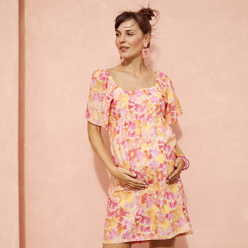 Φόρεμα με 3/4 μανίκια bouffantes και floral σχέδιο για γυναίκα 