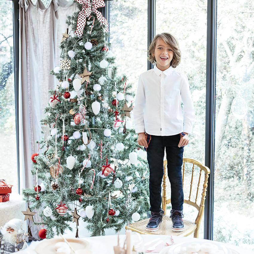 Λευκή μονόχρωμη πουκάμισο μακρυμάνικο για αγόρι 