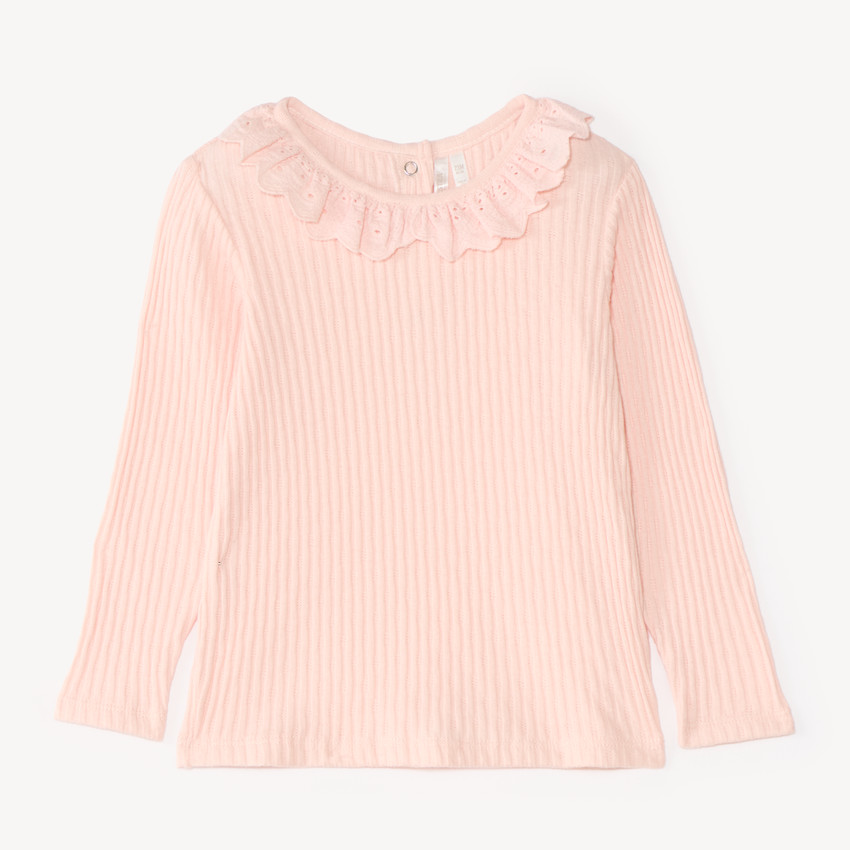 T-shirt à manches longues pour bébé fille avec col volanté 