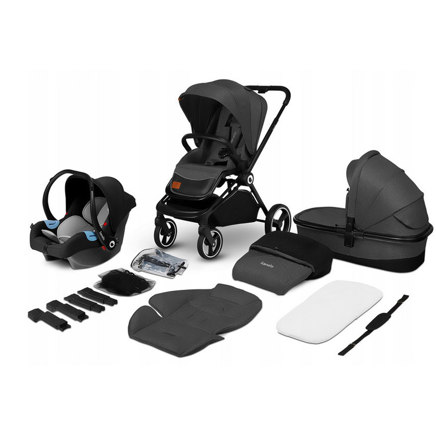 Lionelo καρότσι 3 σε 1 Mika Grey graphite 