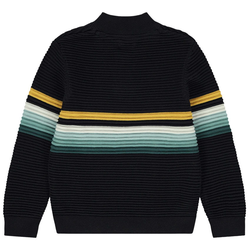 Pull en tricot ottoman à bandes contrastées et col zippé 