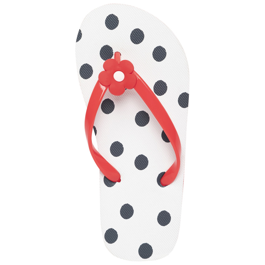 Tongs imprimé pois à badge fleur pour fille avec lanière selon l'âge  Additional Tongs imprimé pois à badge fleur pour fille avec lanière selon l'âge