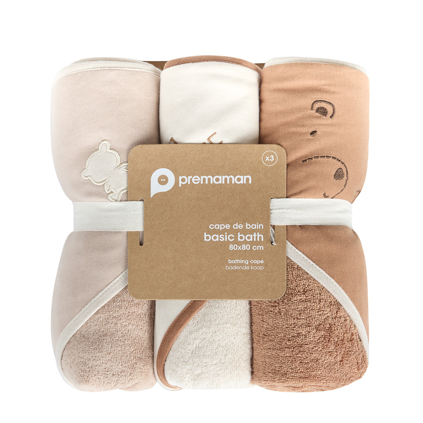 Σετ 3 πετσετών μπάνιου από σφουγγάρι σε μπεζ/καφέ. 