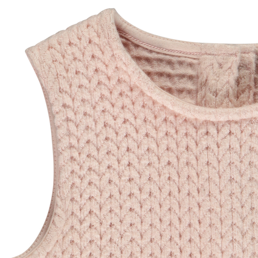 Σύνολο μπλούζας + αμάνικου πουλόβερ και μονόχρωμου κολάν για μωρό κορίτσι 