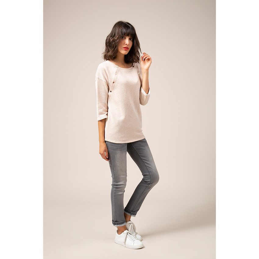 Φούτερ εγκυμοσύνης με μεταλλιζέ ίνες και κούμπωμα μπροστά  Additional Φούτερ εγκυμοσύνης με μεταλλιζέ ίνες και κούμπωμα μπροστά