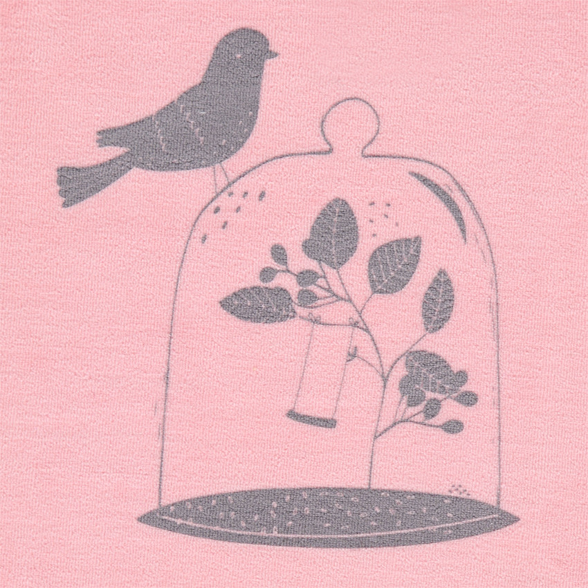 Βελουτέ πιτζάμα με τυπωμένο πουλάκι 