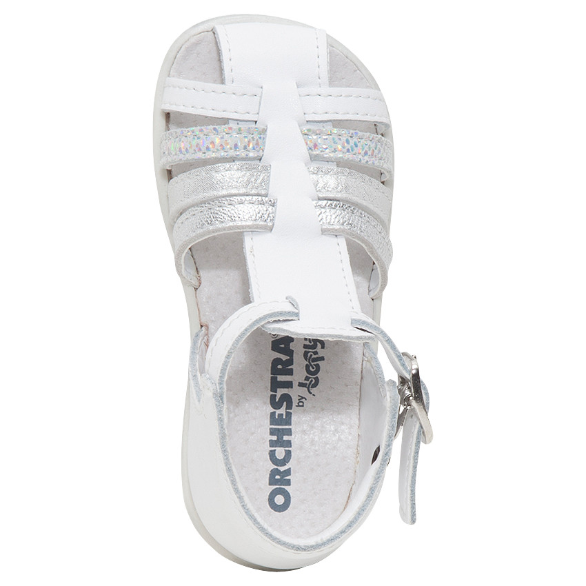 Δερμάτινα πέδιλα με ιριδίζοντα λουράκια 