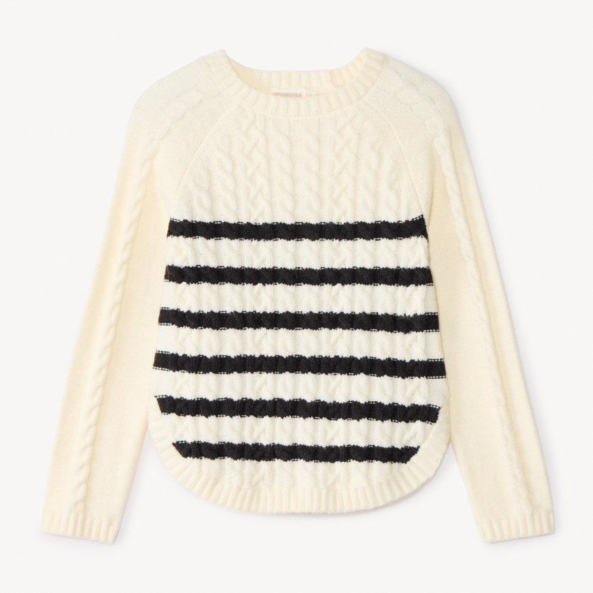 Pull manches longues en tricot marinière pour fille  