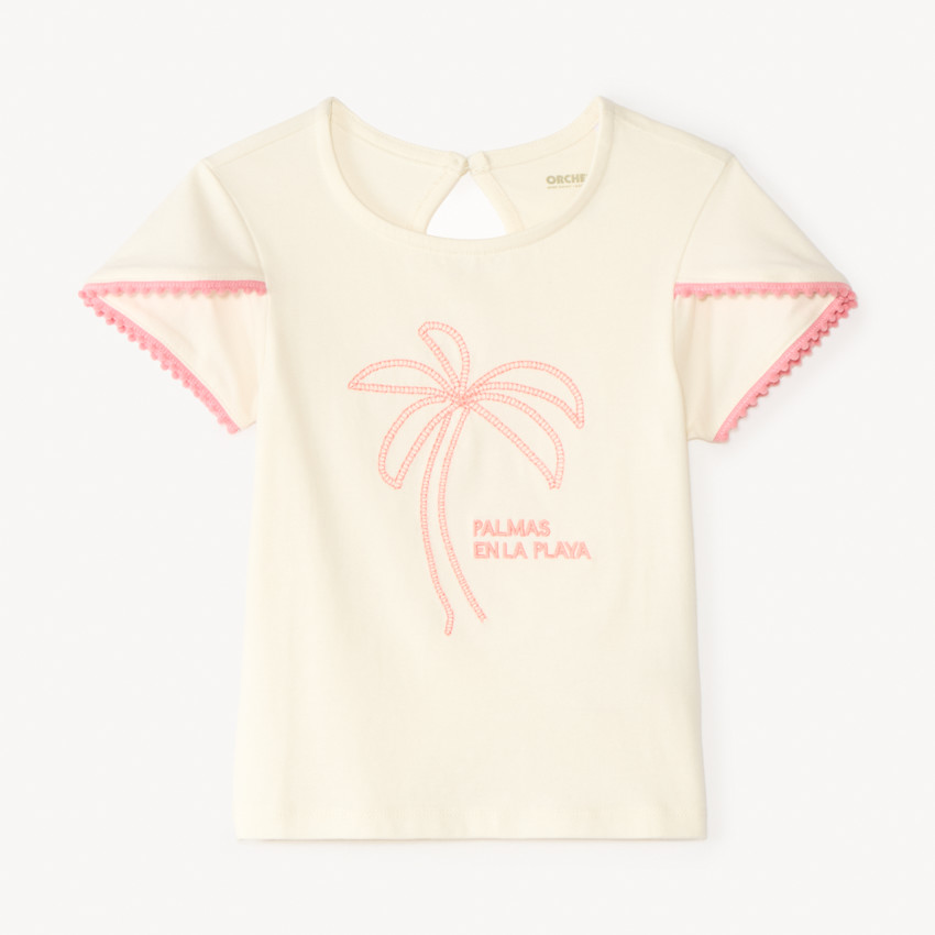 T-shirt με κοντά μανίκια και κέντημα φοίνικα για κορίτσι μωρού 