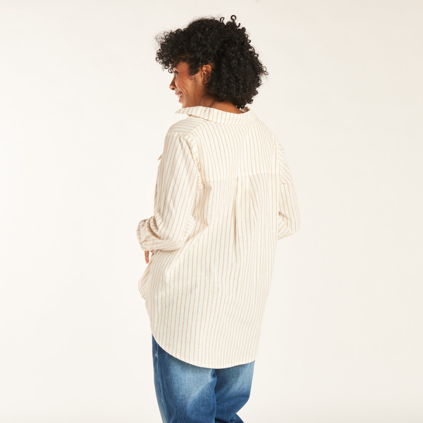 Πουκάμισο μακρυμάνικο εγκυμοσύνης και θηλασμού με ρίγες και τσέπη 