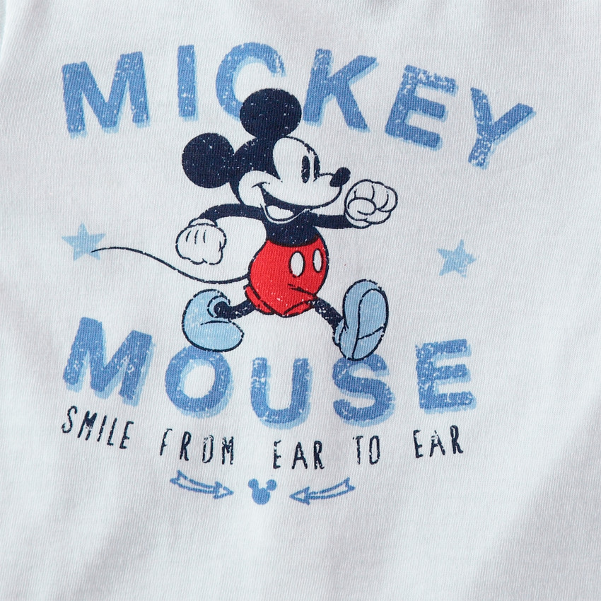 Κοντομάνικη μπλούζα με στάμπα Μίκυ της Disney και ριγέ μανίκια  Additional Κοντομάνικη μπλούζα με στάμπα Μίκυ της Disney και ριγέ μανίκια