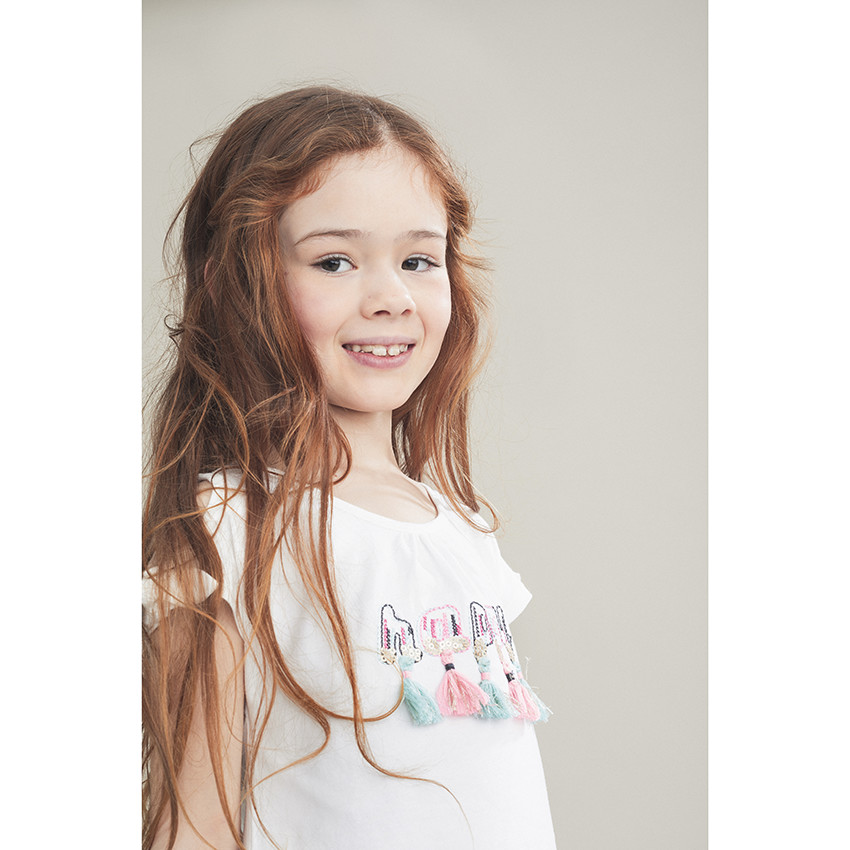 Σύνολο από βιολογικό βαμβάκι με κεντημένο μήνυμα και φουντίτσες 