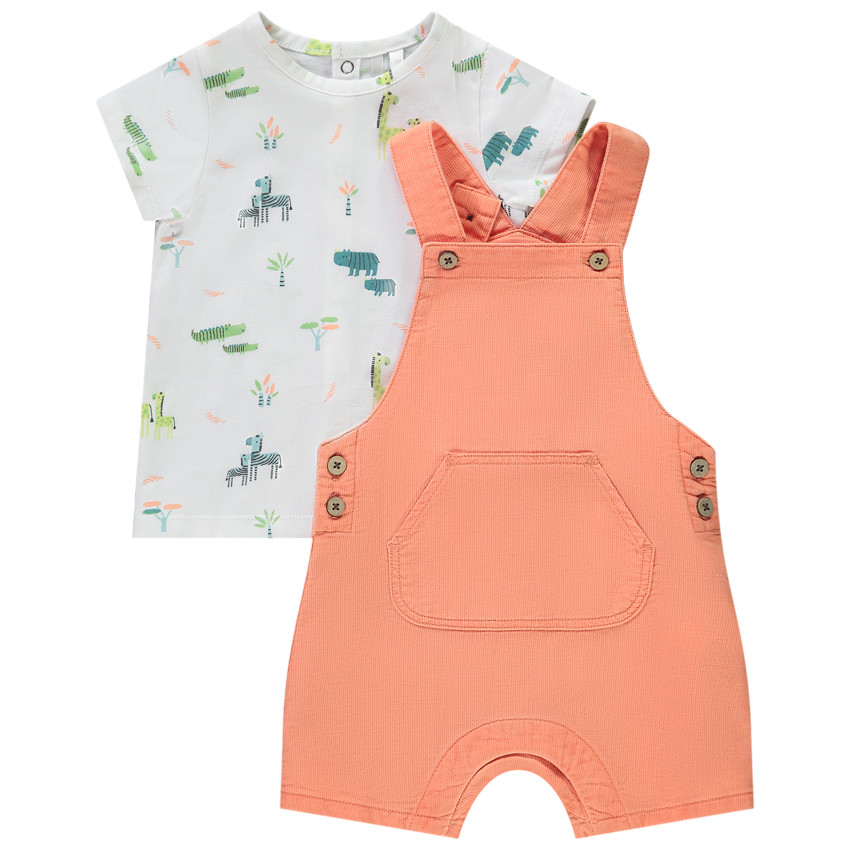 Σετ 2 τμχ. σαλοπέτα κοντή + t-shirt με σχέδιο για bebe αγόρι 