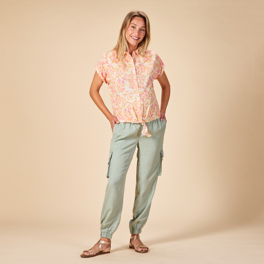 Πουκάμισο κοντομάνικο με floral σχέδιο για γυναίκες 