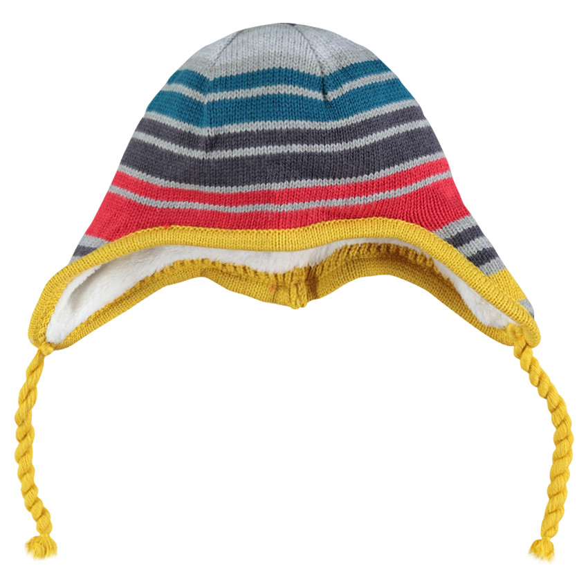 Bonnet péruvien en tricot rayé doublé sherpa 