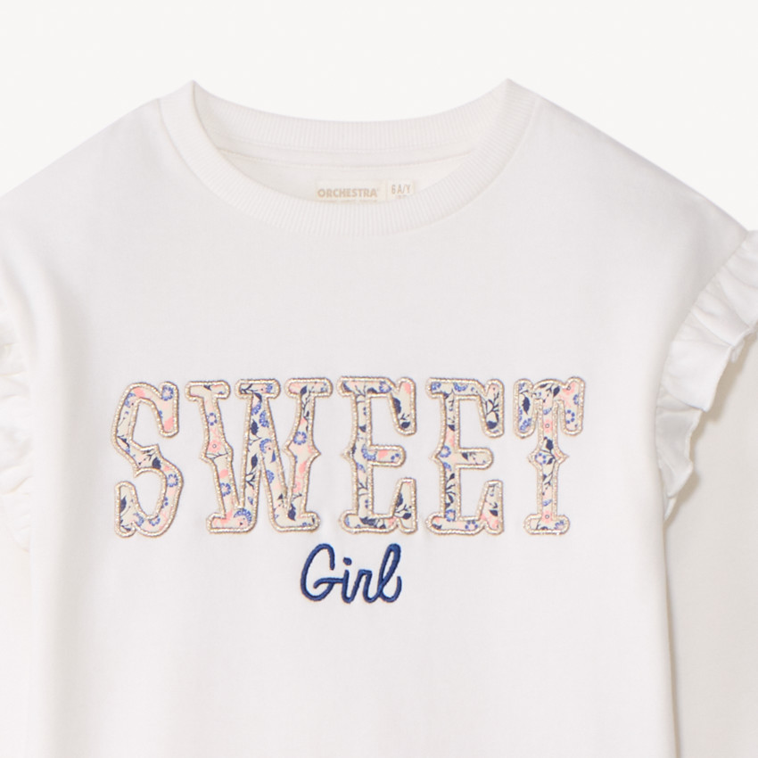 Σετ φόρμας με λουλουδάτο κέντημα για κορίτσι από molleton 