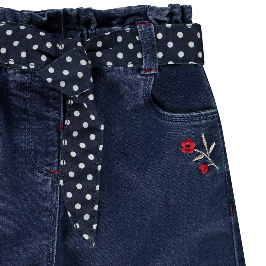 Τζιν με ζώνη και κέντημα για bebe κορίτσι 