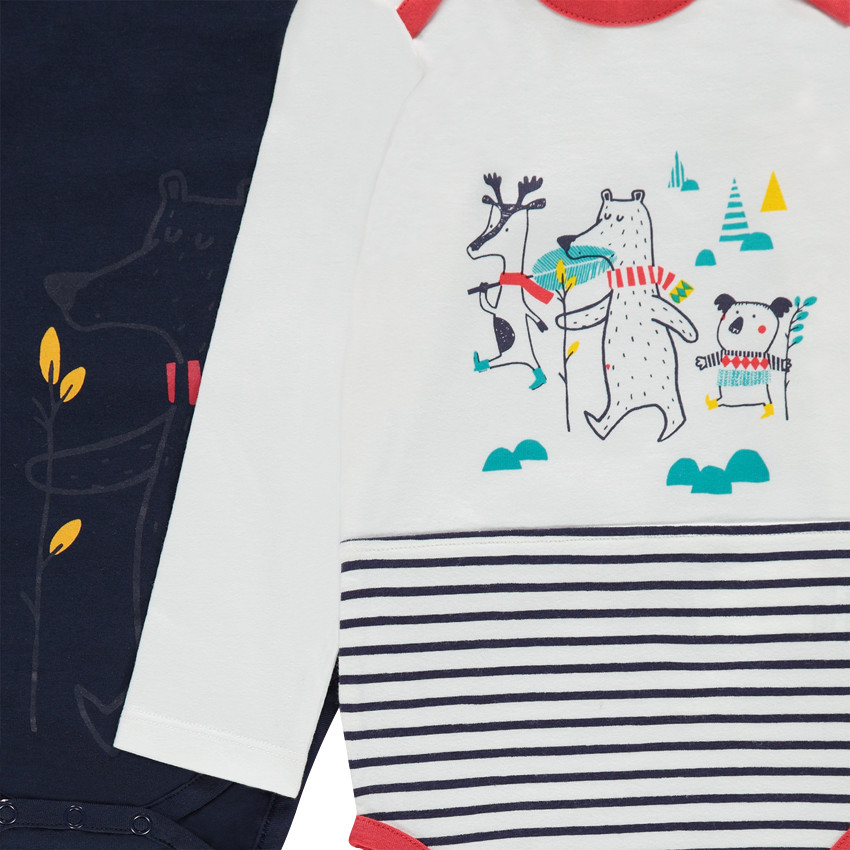 Σετ με 5 μακρυμάνικα φορμάκια με μοτίβο αρκουδάκια 