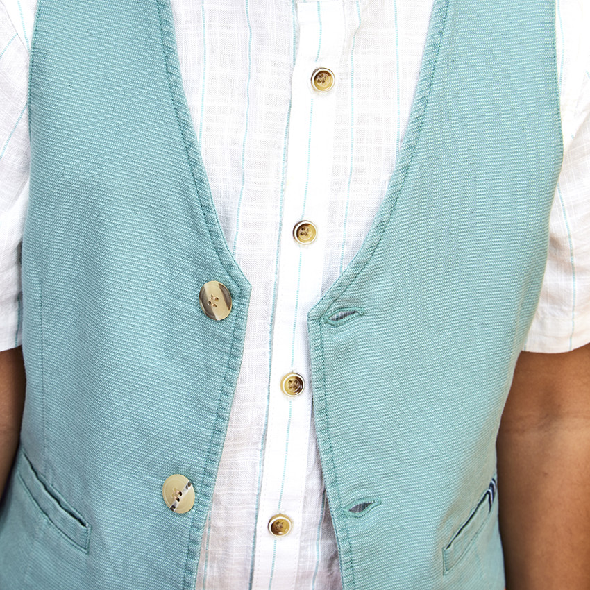 Πουκάμισο κοντομάνικο ριγέ με γιακά mao για αγόρι 