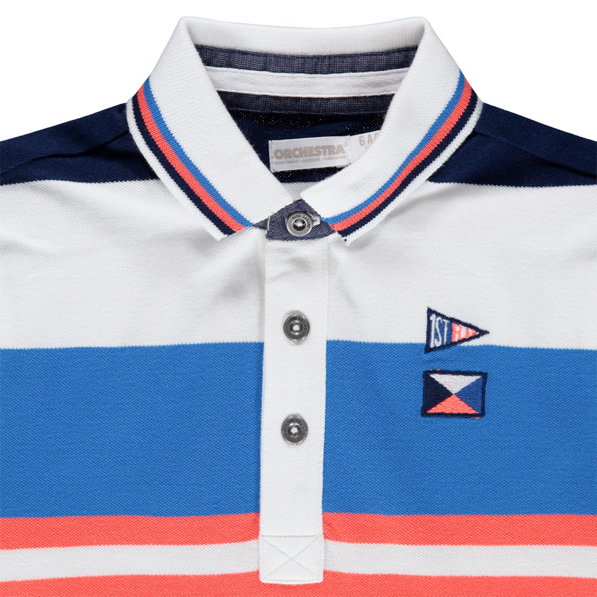 Κοντομάνικο πόλο με ρίγες σε αντίθεση και κεντήματα  Additional Κοντομάνικο πόλο με ρίγες σε αντίθεση και κεντήματα