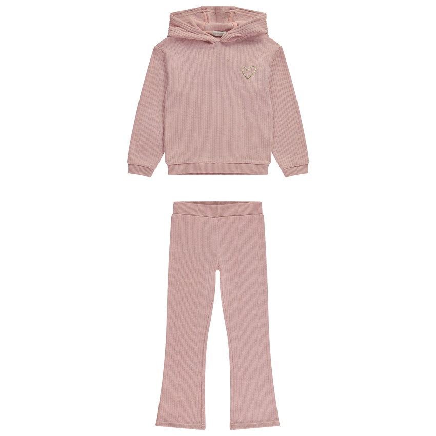 Σέτ φούτερ με κουκούλα και παντελόνι πλεκτό για κορίτσι 