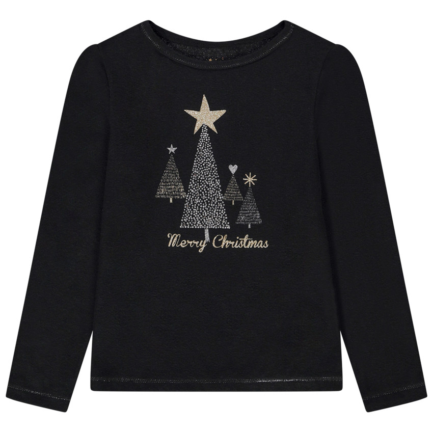 Μπλούζα μακρυμάνικη με φαντεζί print και glitter για κορίτσι 