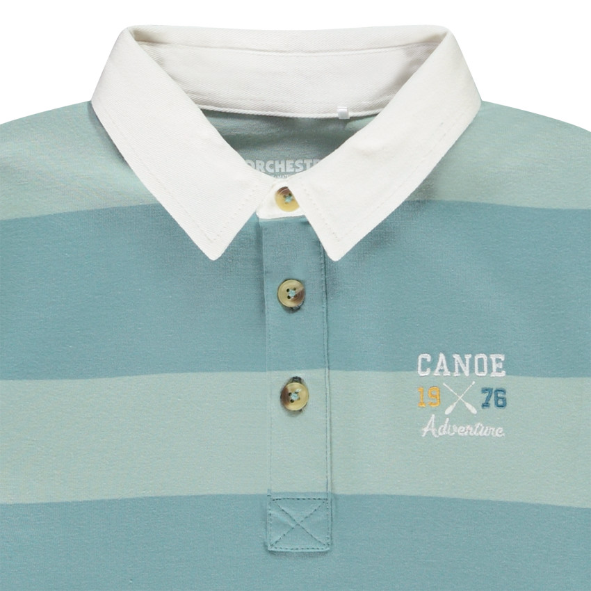 Polo manches longues à rayures larges avec broderie et print pour garçon Main Polo manches longues à rayures larges avec broderie et print pour garçon