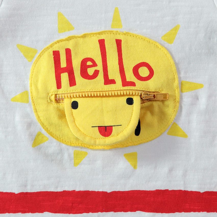 Κοντομάνικη ζέρσεϊ μπλούζα με ήλιο και τσέπη με φερμουάρ 