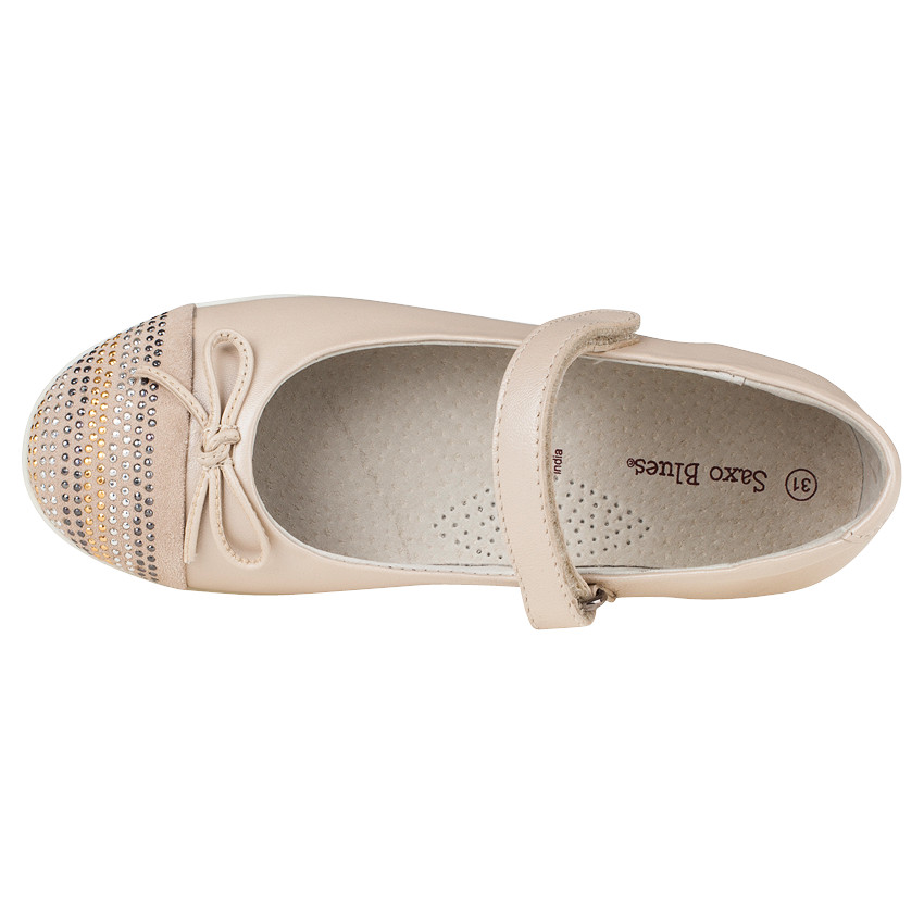 Babies en cuir effet nacré avec scratch et strass fantaisie 