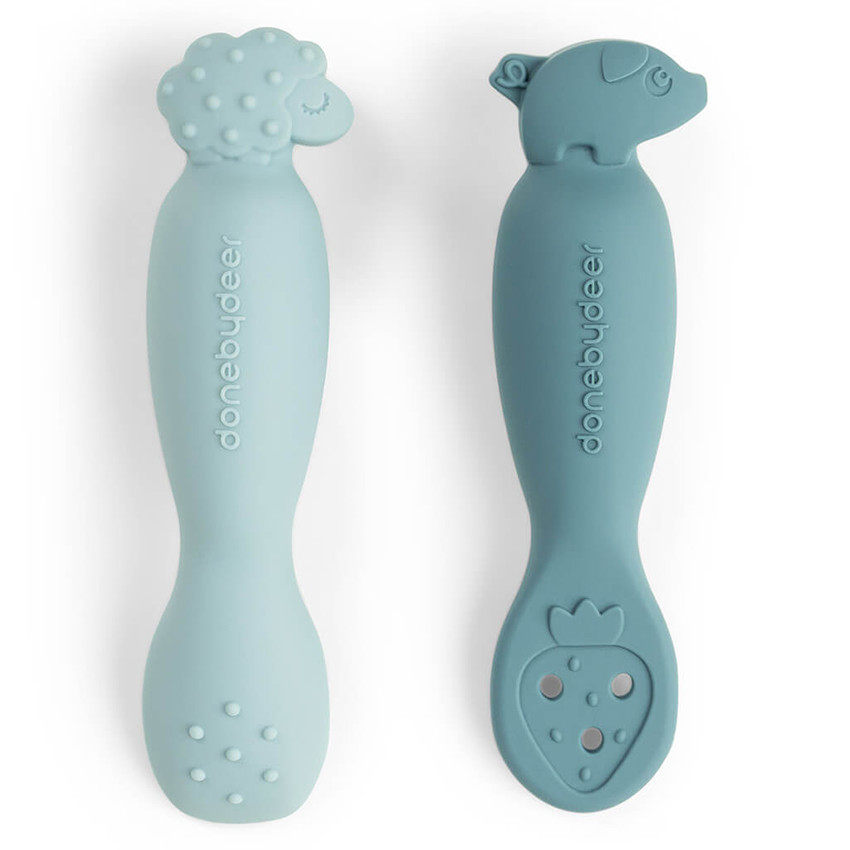 Εκπαιδευτικά Κουτάλια Από Σιλικόνη Tiny Farm Blue +0Μ 2 Τεμ  