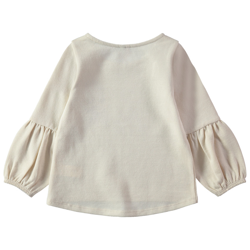 Φούτερ από φανέλα με μανίκια μπαλούν και φλόραλ κέντημα 