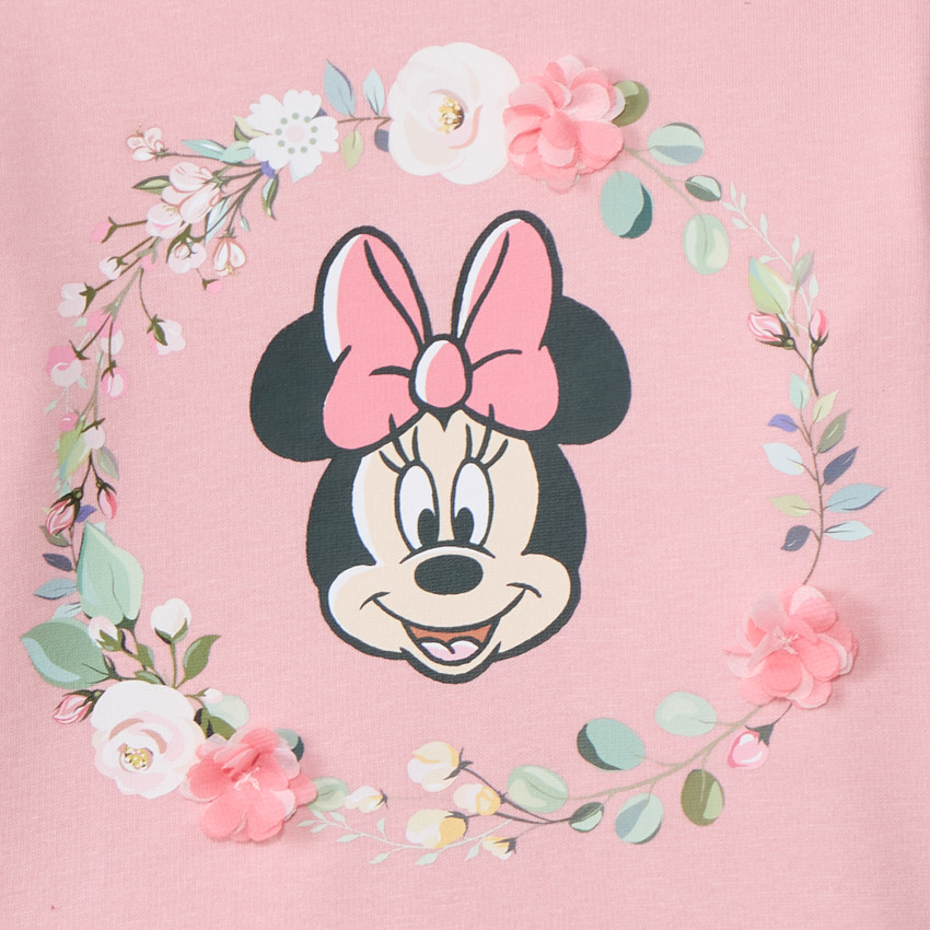 Sweat molleton Minnie Disney à fleurs 3D pour bébé fille 