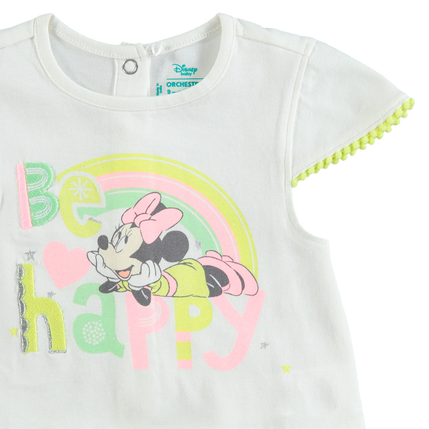 Σύνολο τουνίκ με στάμπα Μίνι και κοντό ριγέ κολάν 