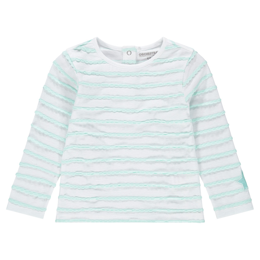 Μακρυμάνικη μπλούζα με ανάγλυφες ρίγες και μπάλωμα με αστεράκι 