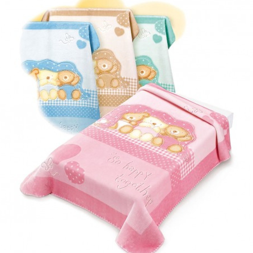 Κουβέρτα Βελουτέ Ισπανίας Κρεβατιού 110x140 Baby Belpla Gold -Blue 