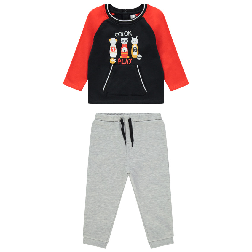 Jogging en molleton avec sweat bicolore print animaux  Additional Jogging en molleton avec sweat bicolore print animaux