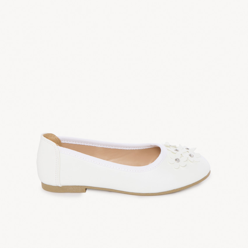 Μπαλαρίνες με 3D λουλούδια και στρας για κορίτσι 